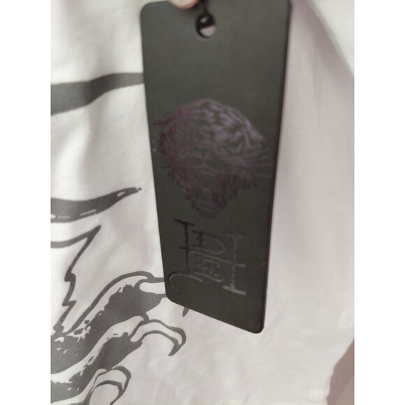 Ed Hardy Men’s XL Skull 13 “Free Forever” White Tee Y2K NWT - Picture 3 of 9